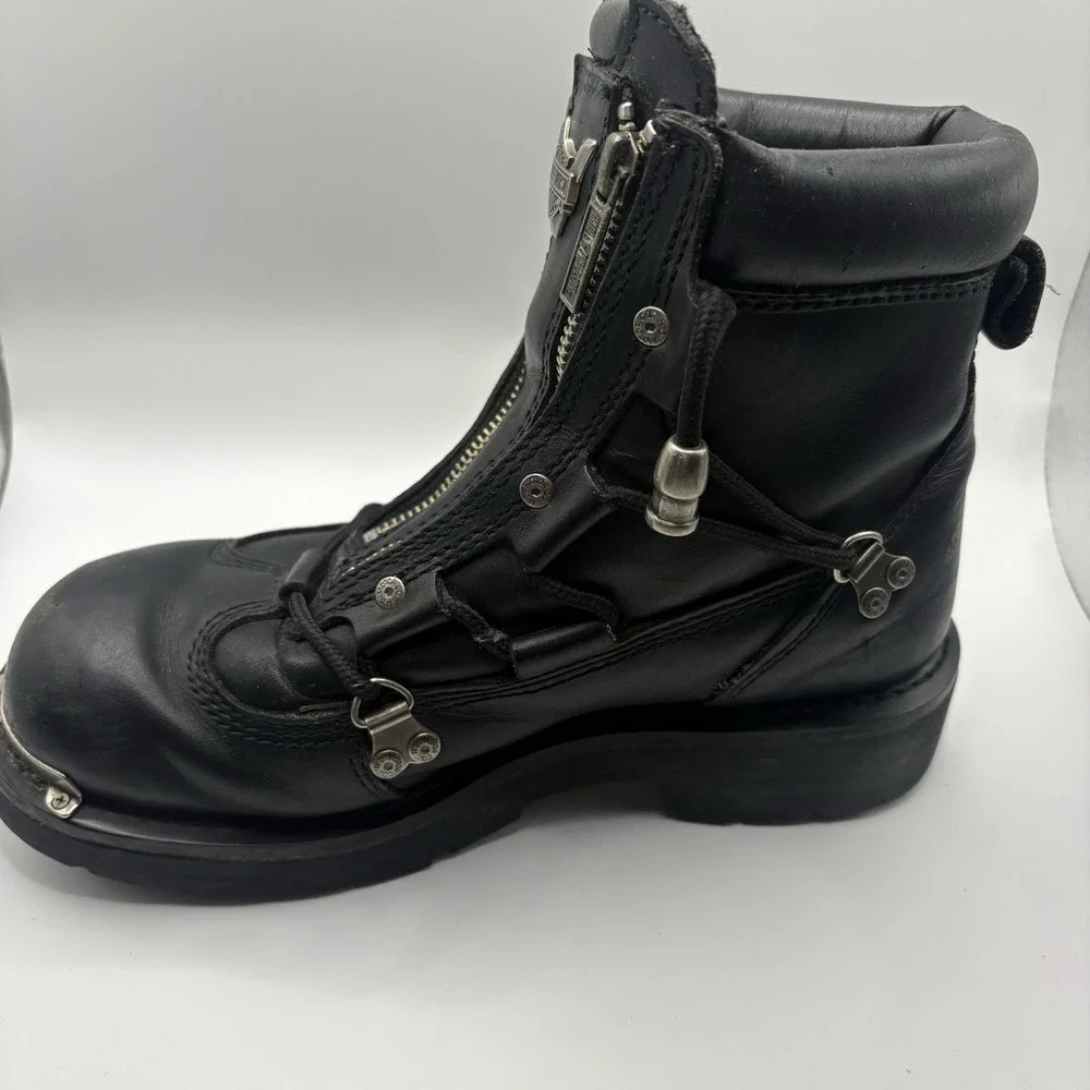 Harley Davidson Mens Boots Size 6.5 #91680 Black Leather Zipper